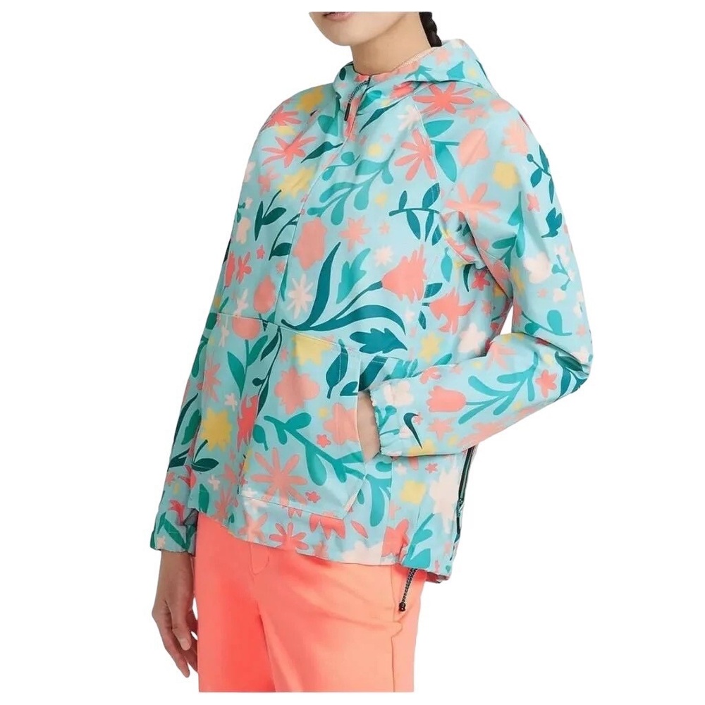 Nike hooded floral patterned windbreaker quarter zip